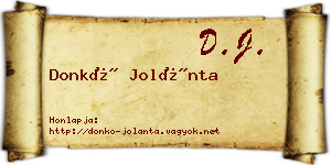 Donkó Jolánta névjegykártya